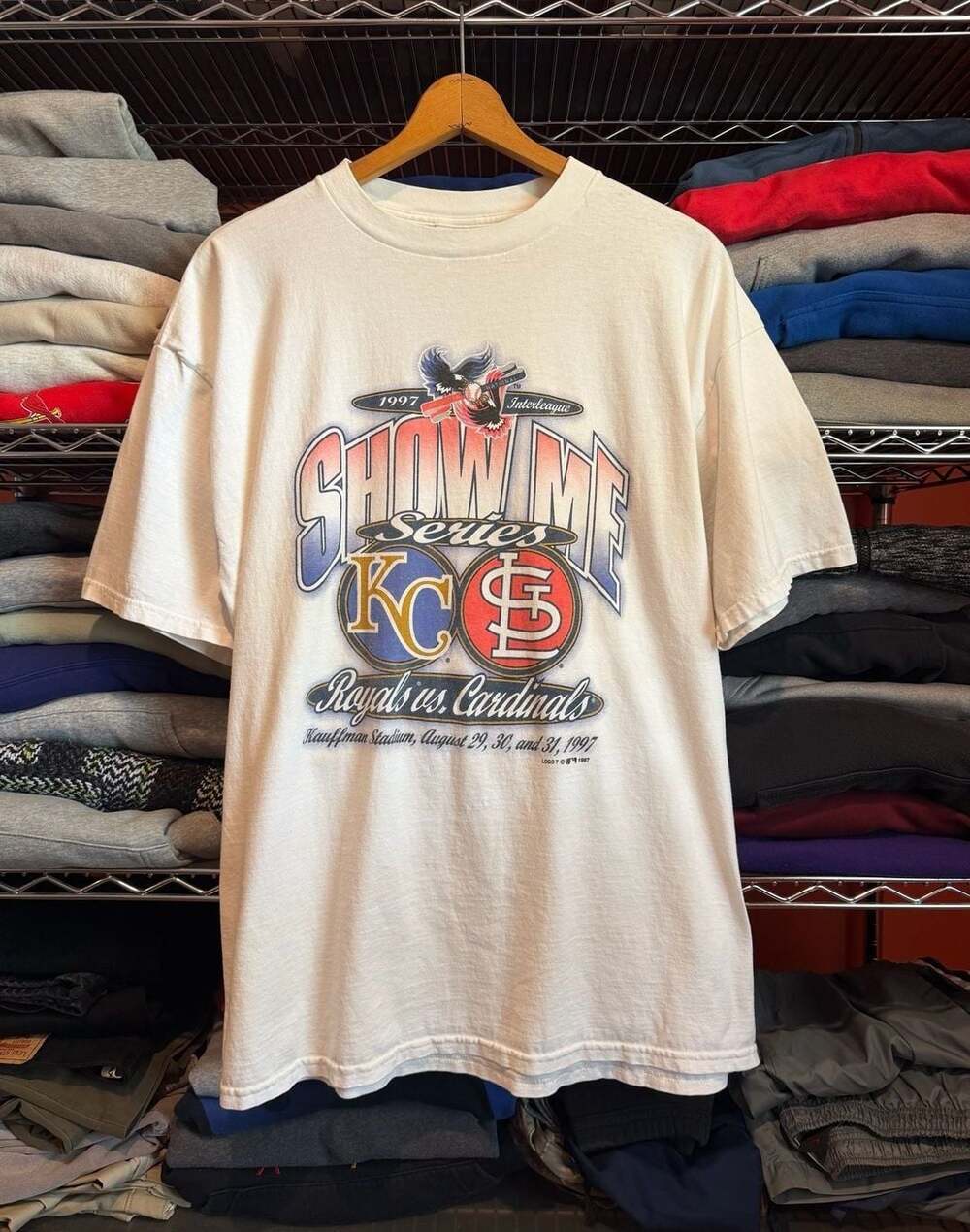 Vintage 1997 Show-Me Series Royals vs Cardinals T-Shirt White 2XL